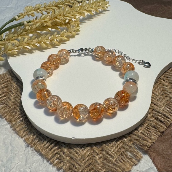 Rose Gold Crackle Beaded Bracelet - Picture 4 of 5